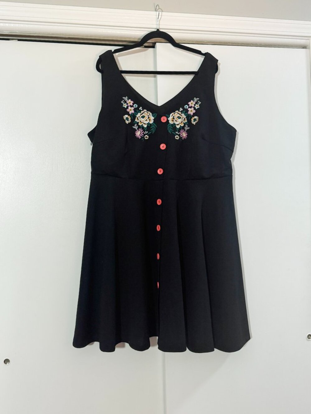 Shein Mini Dress with floral embroidery and buttons